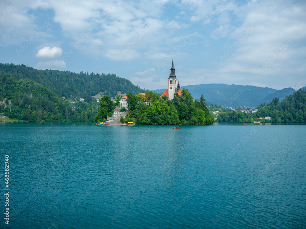 Church on island in lake Bled, Slovenia