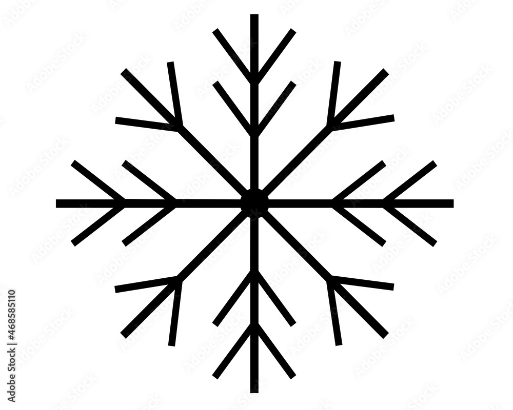Snowflake. Thin graceful snowflake - black vector silhouette for logo or pictogram. Snow is a sign or symbol of winter. Snowflake. Thin graceful snowflake - black vector silhouette for logo or pictogram. Snow is a sign or symbol of winter.