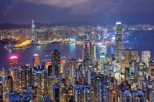 Hong Kong skyscrapers at night  China