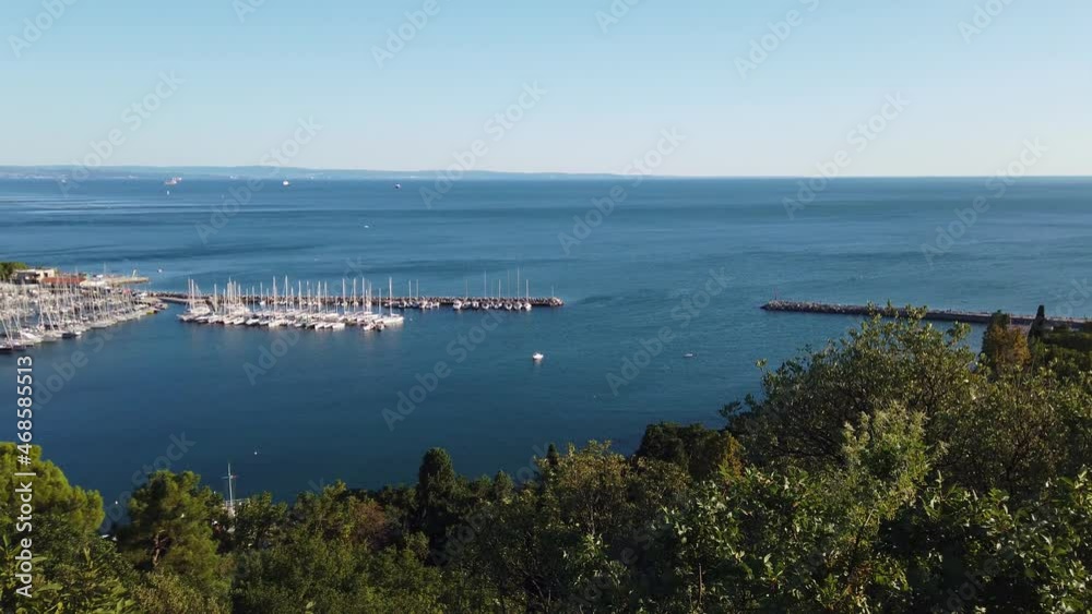 Panoramic view of Sistiana bay, on the coast near Trieste, Italy, in mid-summer Panoramic view of Sistiana bay, on the coast near Trieste, Italy, in mid-summer