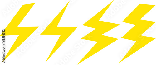 Illustration of different lightning bolts isolated on white