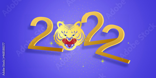 Chinese new year 2022 year of the tiger, line art character, simple hand drawn asian elements with craft style on background. (Chinese translation: Happy chinese new year 2022, year of tiger)