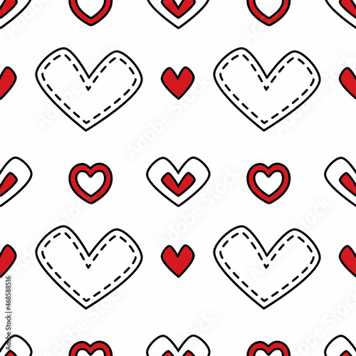 Hand drawn doodles hearts. Heand drawn seamless pattern background. Valentine's day yector illustration photo