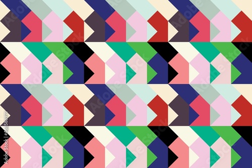 Geometrical retro pattern background with colorful shapes. Modern abstract trendy background for layout and design. 