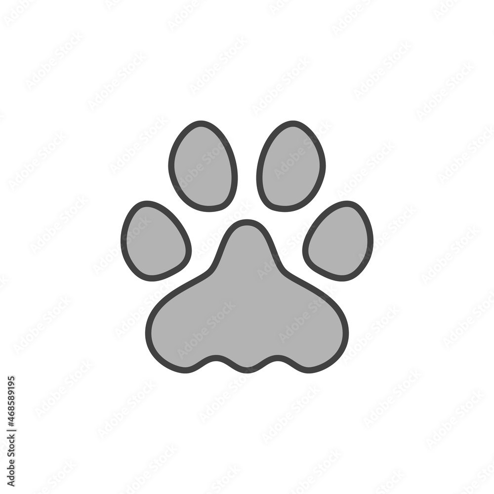 Cat or Dog Footprint vector concept gray icon or sign Cat or Dog Footprint vector concept gray icon or sign