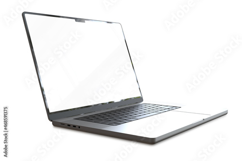 Open laptop computer blank screen with clipping path for easy replace you design you design mockup on white background