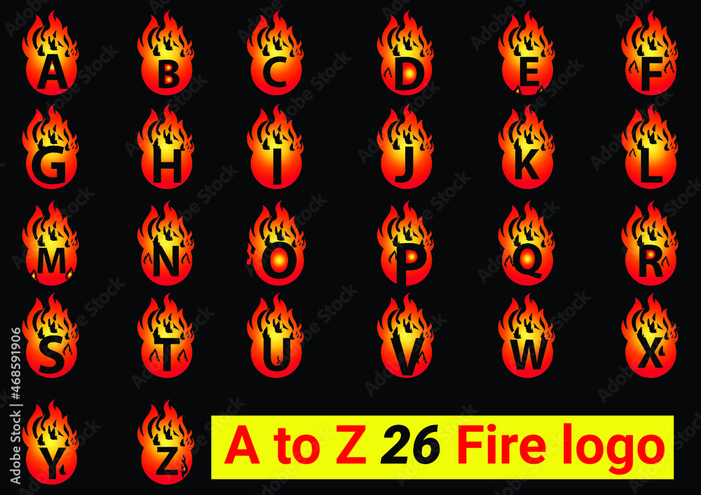 Fire A to Z Letter Logo And Icon Design Bundle Fire A to Z Letter Logo And Icon Design Bundle