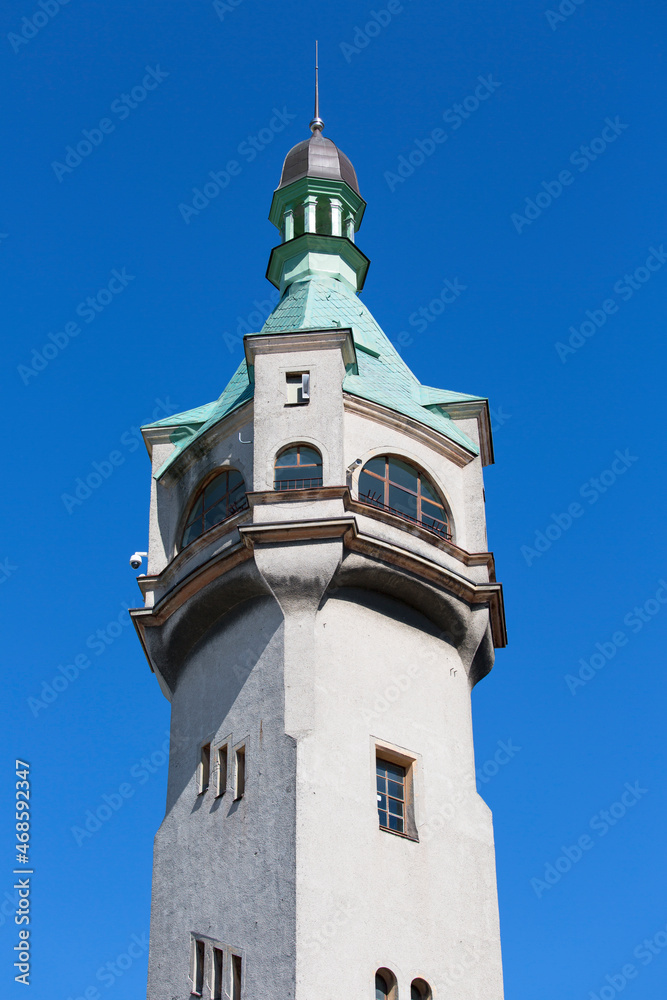 Sopot Lighthouse, navigation sign on the Polish Baltic Sea coast next to Sopot pier, Sopot, Poland