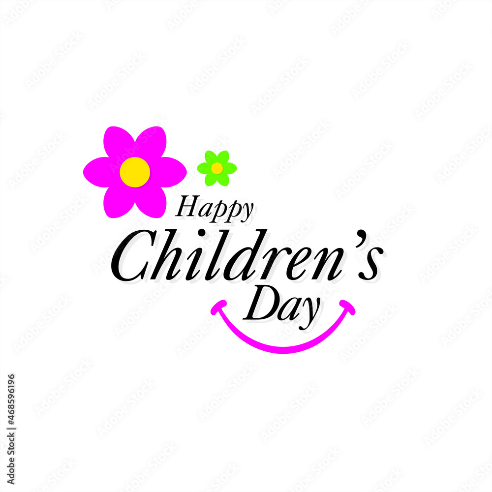 World Childrens Day. Creative Design of Happy Childrens Day. Smile and Flower Illustration.