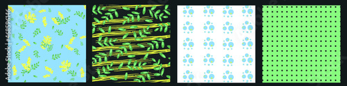  A set of hand-drawn floral seamless patterns.Vector design for paper, cover, fabric, interior decor and other users
