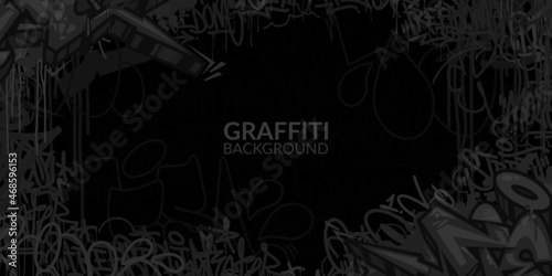 Dark Black Flat Abstract Hip Hop Street Art Graffiti Style Urban Calligraphy Vector Illustration Background Art