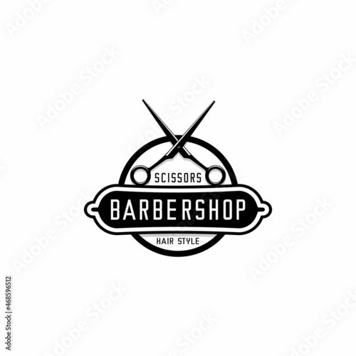 barbershop logo illustration vector, scissors vector