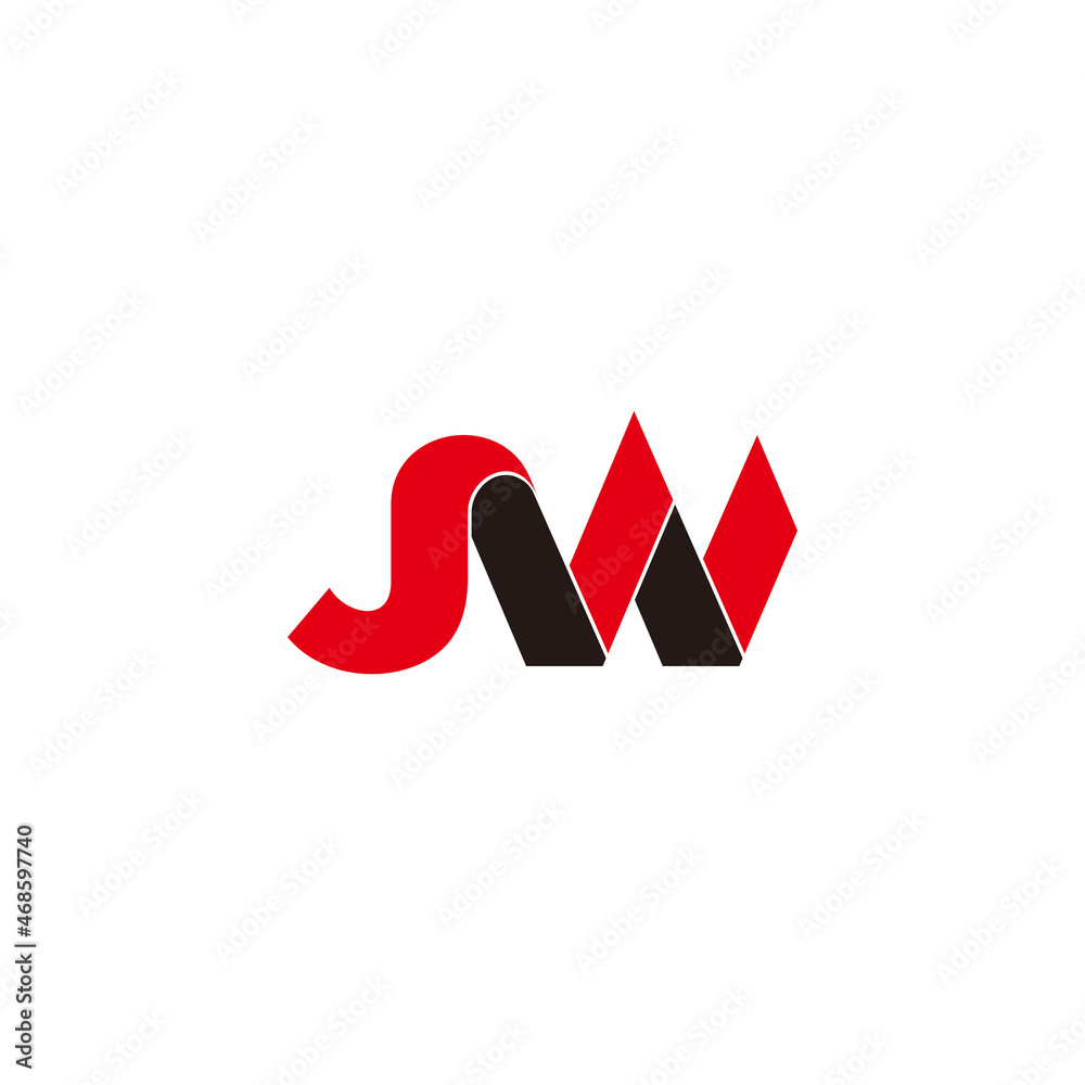letter sw colorful geometric logo simple design vector - obrazy, fototapety, plakaty 