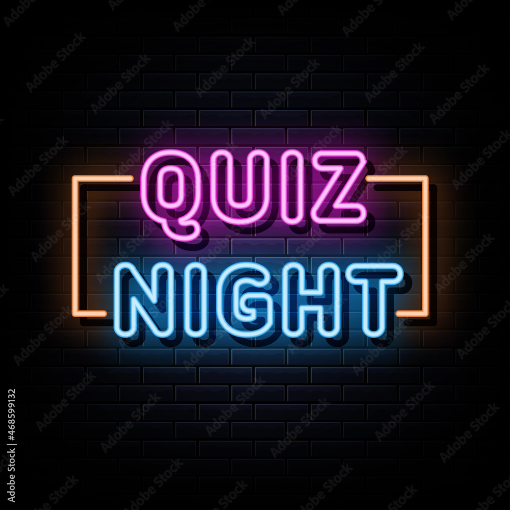Quiz night neon signs vector. Design template neon sign Quiz night neon signs vector. Design template neon sign