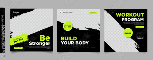 Fitness instagram gym social media post template	