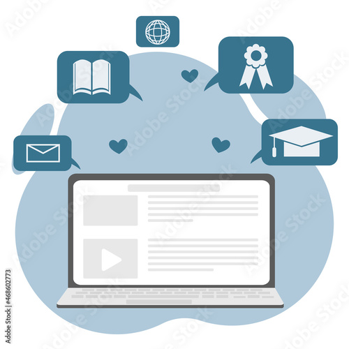 Educational webinar, internet classes, professional personal training service icons set. Webinar, digital classroom