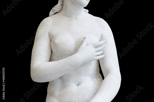 Antique sculptures isolate. Ancient Greece marble classical sculpture on a blank background. Art, body beauty, culture concept.