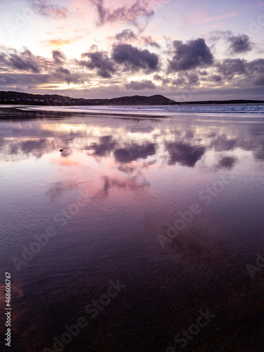 Dramatic sunset at Narin Strand by Portnoo  County Donegal in Ireland.