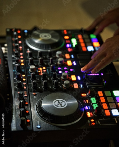 dj mixer in action