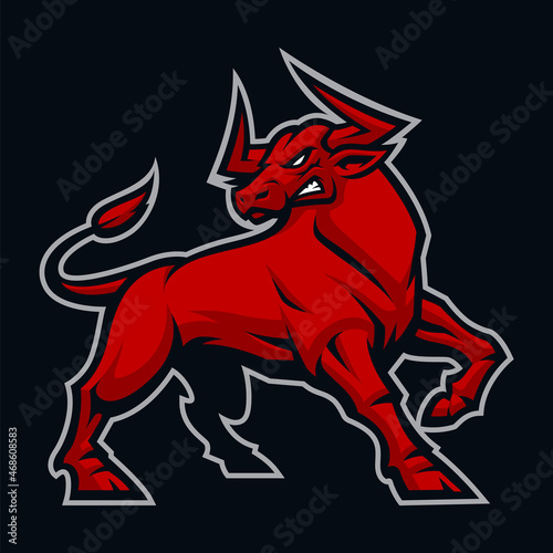 Bull Vector Mascot, Sports Emblem