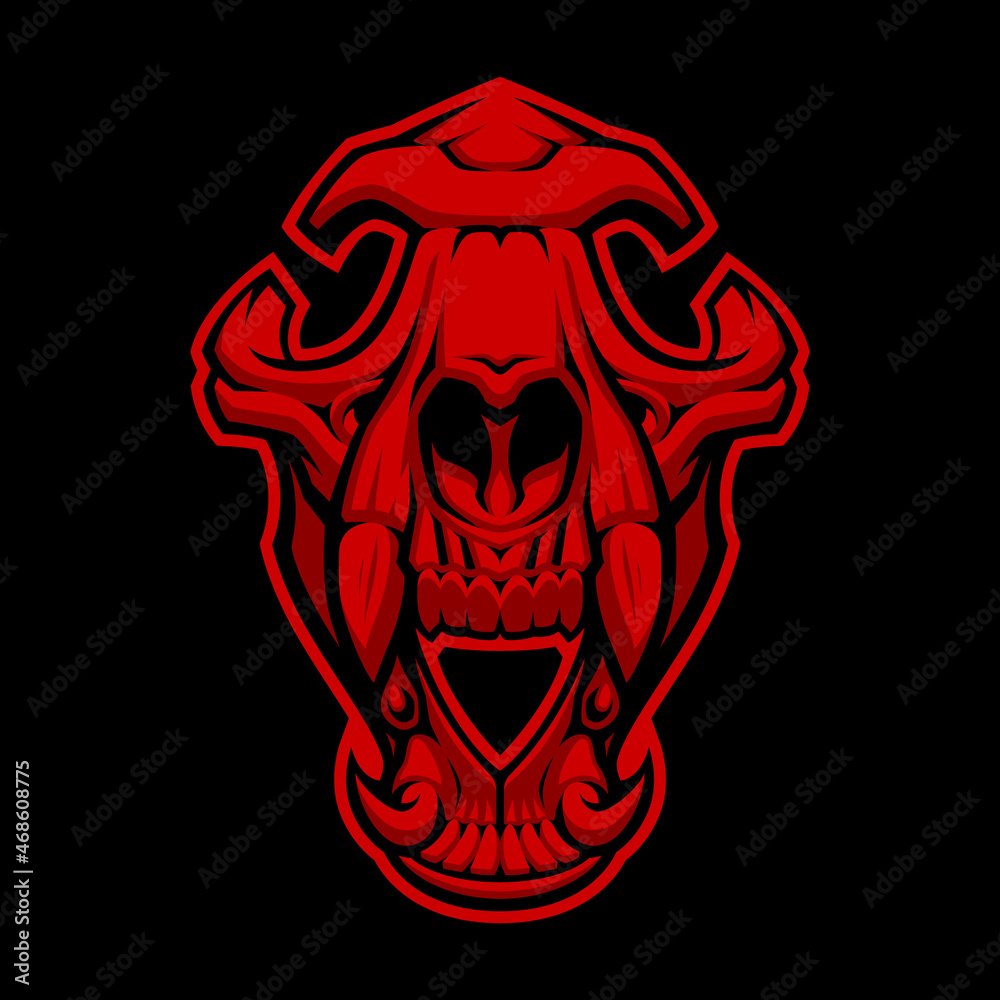 A wolf Skull Logo, Sports Emblem
