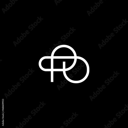 Professional elegant latest artistic letter PO OP logo icon  black and white color