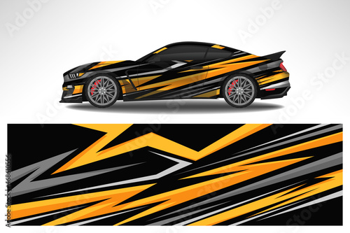 Car wrap design race livery vehicle vector. Graphic abstract stripe racing background kit designs for vehicle  race car  rally  adventure and livery