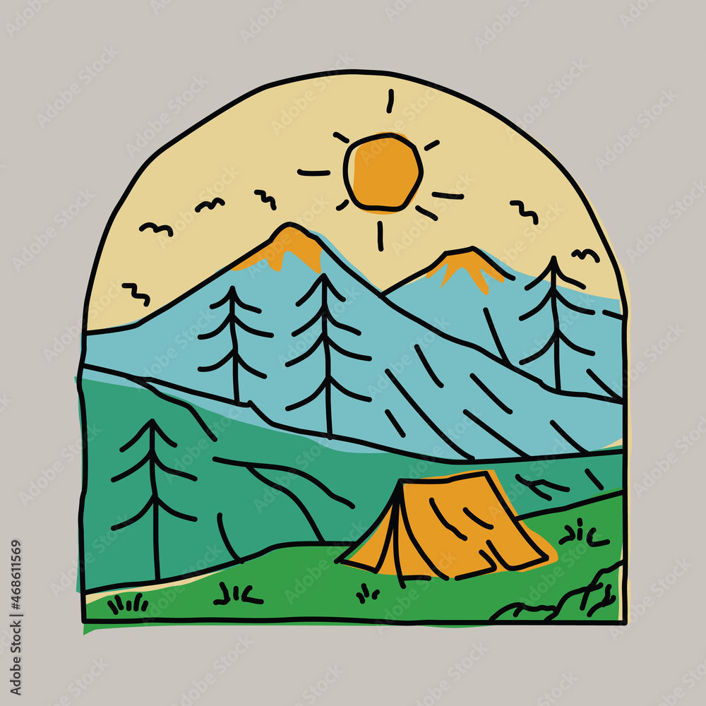 Camping adventure with beauty nature graphic illustration vector art t-shirt design