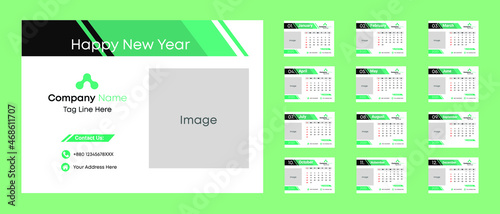 Desk Calendar 2022 , 12 Months template