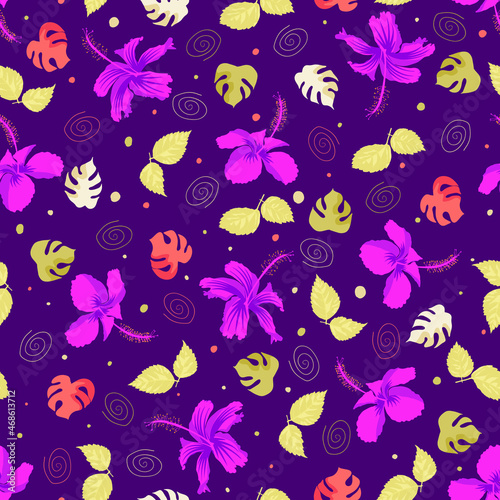 Decorative hibiscus shoeblackplant assorted surface pattern image. Designed for wearable cloths, living room decor, interior wall painting and upholstery like bedspread, divan, mug, rug, tapestry etc.