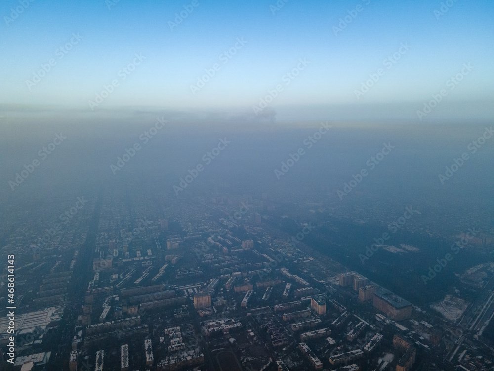 Smog over Bishkek, Kyrgyzstan