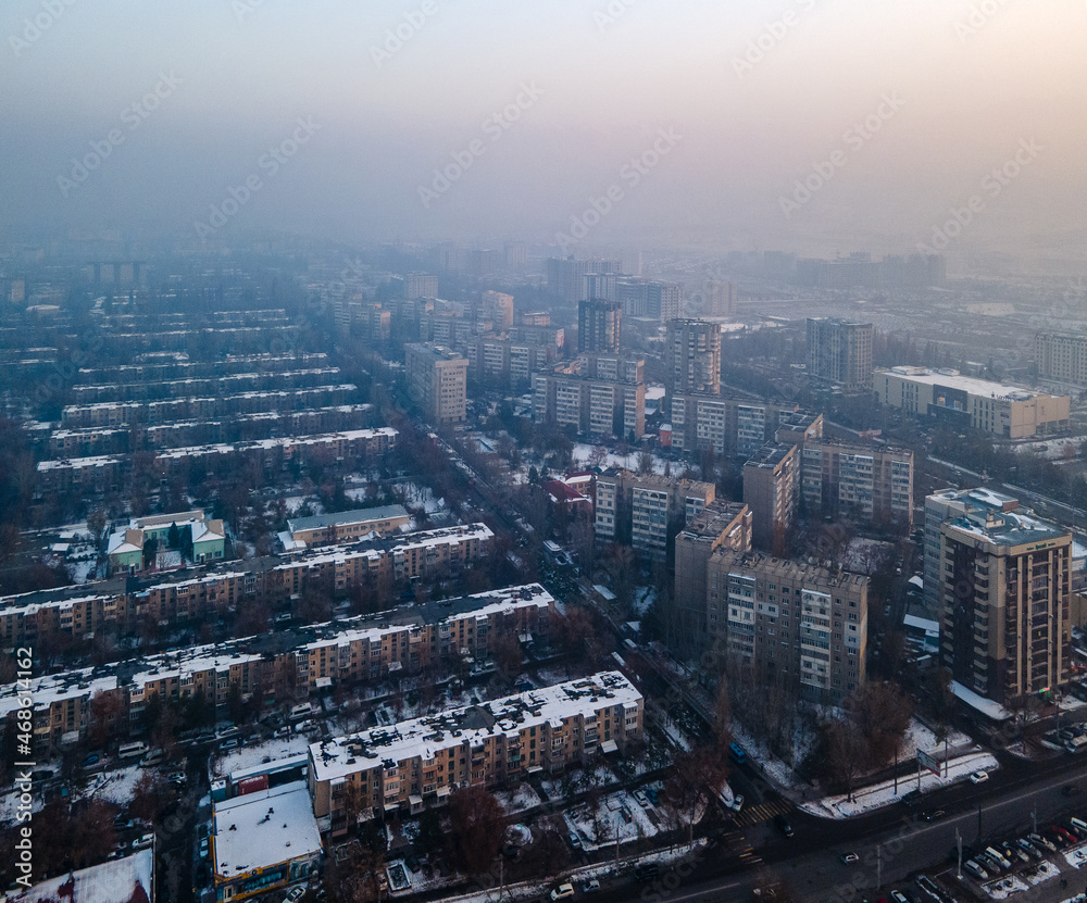 Smog over southern Bishkek, Kyrgyzstan