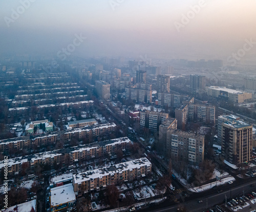 Smog over southern Bishkek, Kyrgyzstan