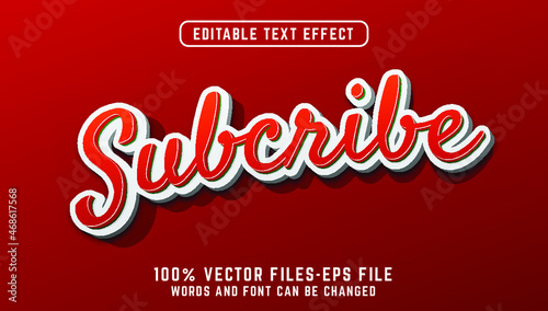 3d subcribe text. editable text effect premium vectors