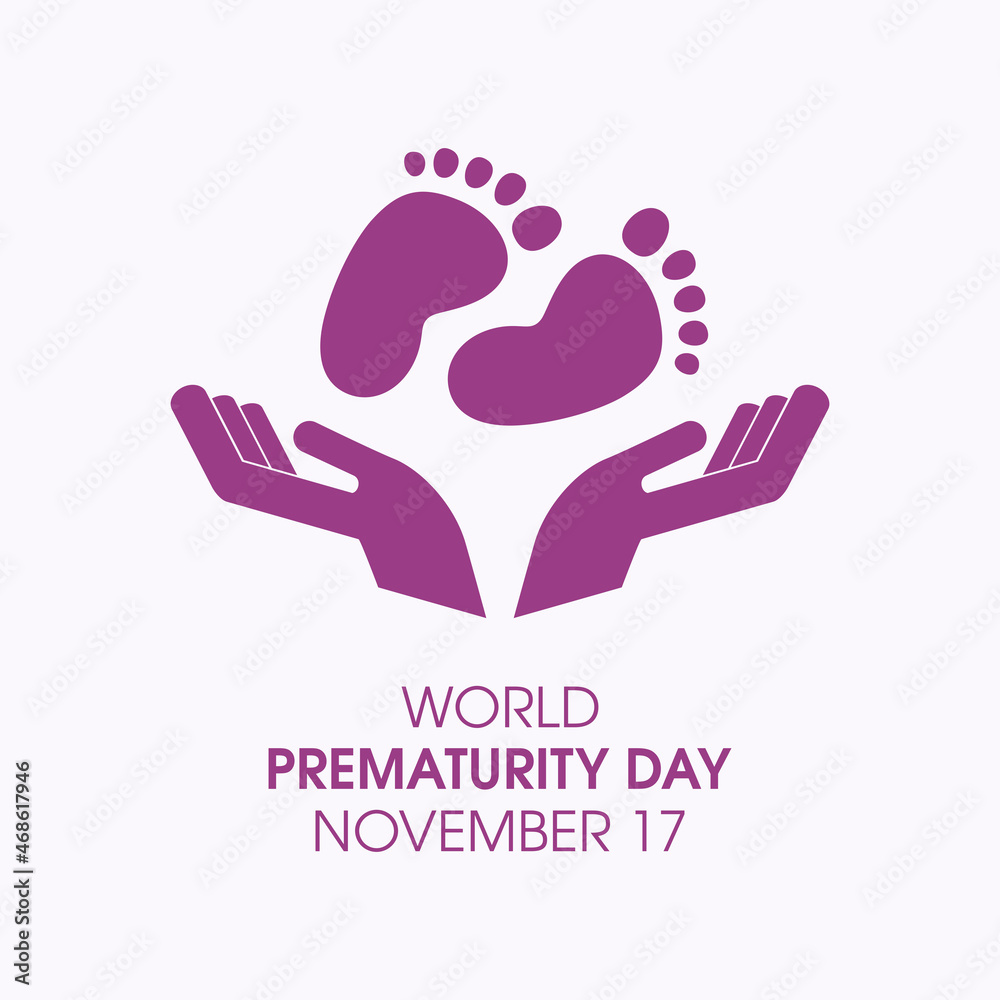 Obraz premium World Prematurity Day vector. Hands with baby feet vector. Baby footprint and hands silhouette icon. Prematurity Day Poster, November 17. Important day
