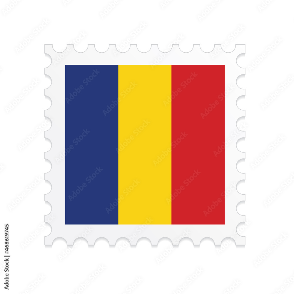 Fototapeta premium Romania flag postage stamp on white background. Vector illustration eps10.
