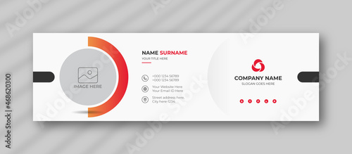 Corporate Email signature template or email footer and personal social media cover templates with an author photo place creative modern layout design
