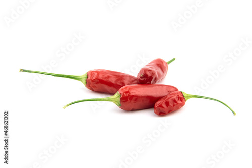 Red hot mini peppers isolated on white