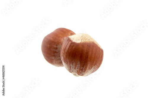 Whole hazelnuts isolated on white