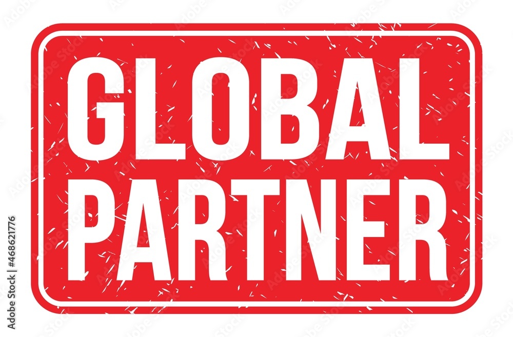 GLOBAL PARTNER, words on red rectangle stamp sign GLOBAL PARTNER, words on red rectangle stamp sign