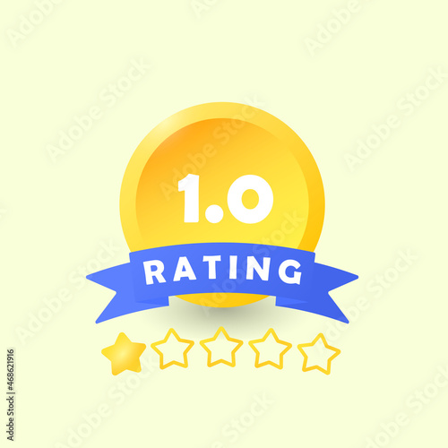 Rating emblem for a site or application. Icon for indicating quality assessment. Feedback system. Five Stars. Infographics. Vector illustration. One point out of five.