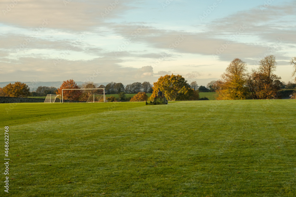 Football pitch in autumn light