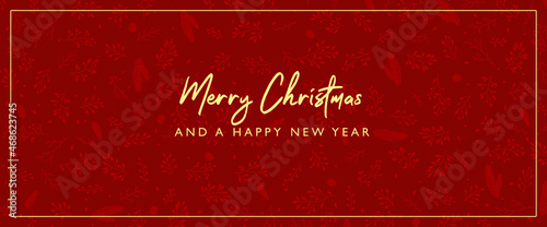 Merry Christmas red banner panorama card elegant vector