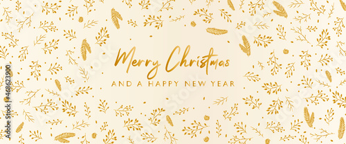 Merry Christmas Gold Card Design Holiday Vector Graphics