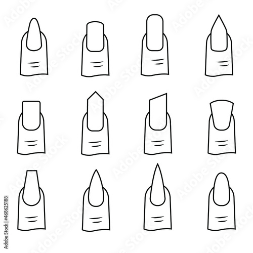 Set different nail shapes.  Collection for manicure.  Vector illustration