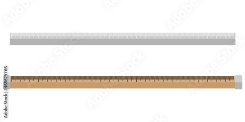 Straight ruler isolated on white background. Geometric element brown color for school, university, work.
