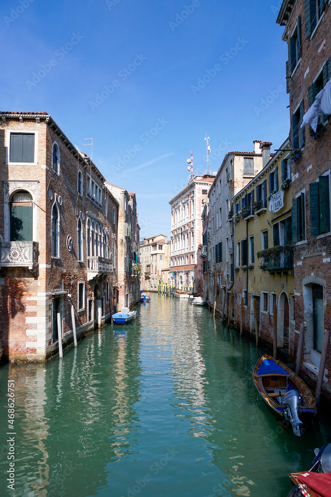 narrow canals in the old city center of Venice