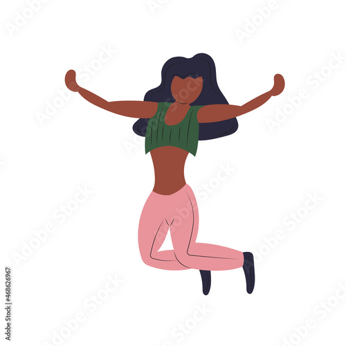 Freedom people flying, floating and jumping in air. Happy free youth human character relax and dream set. Women fly down independent future. Cartoon flat vector illustration isolated on white.