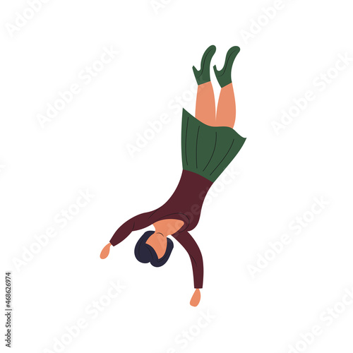 Freedom people flying, floating and jumping in air. Happy free youth human character relax and dream set. Women fly down independent future. Cartoon flat vector illustration isolated on white.