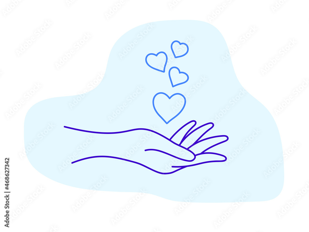 Love and romance concept, male hand with hearts. Suitable for the design of Valentine's Day cards, wrapping paper, congratulations. Simple linear vector illustration. Love and romance concept, male hand with hearts. Suitable for the design of Valentine's Day cards, wrapping paper, congratulations. Simple linear vector illustration.